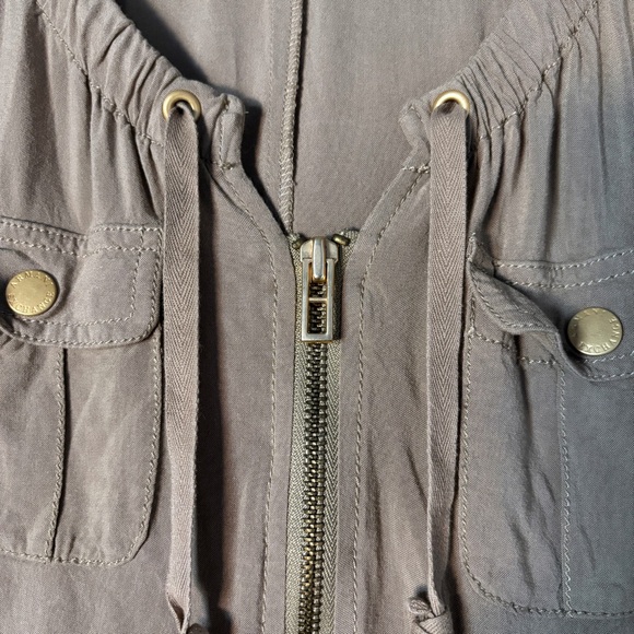 Armani Exchange Zip Front Adjustable Khaki Jumpsuit Romper Womens 4 Utility Y2K - Picture 10 of 13